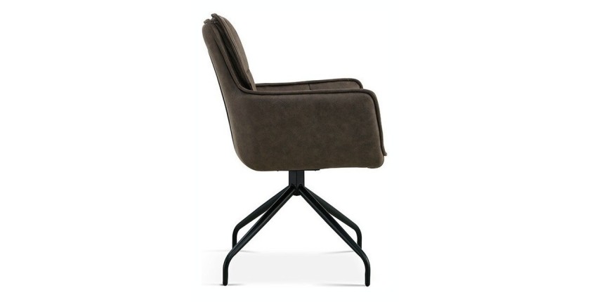 Chaise pivotante en tissu brun gris pour salle à manger. Collection IBIZ