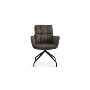 Chaise pivotante en tissu brun gris pour salle à manger. Collection IBIZ