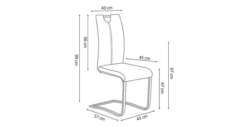 Chaise SOFI PU Cappuccino, dimension H99 x L43 x P57 cm, idéal pour votre cuisine ou salle à manger