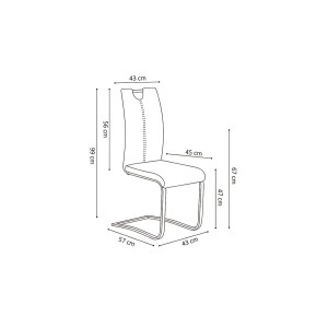 Chaise SOFI PU Cappuccino, dimension H99 x L43 x P57 cm, idéal pour votre cuisine ou salle à manger