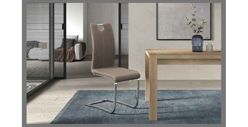 Chaise SOFI PU Cappuccino, dimension H99 x L43 x P57 cm, idéal pour votre cuisine ou salle à manger