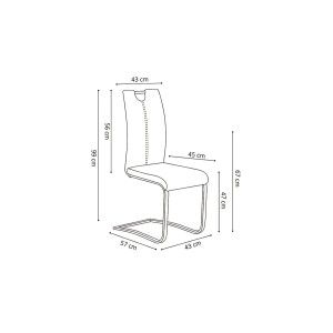 Chaise SOFI PU Gris, dimension H99 x L43 x P57 cm, idéal pour votre cuisine ou salle à manger