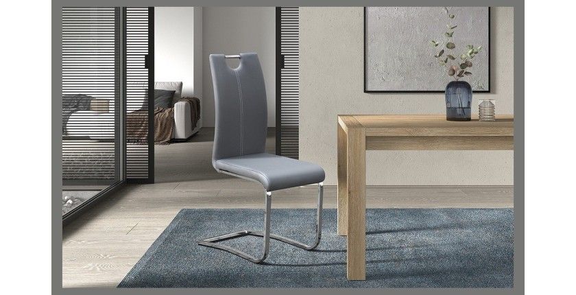 Chaise SOFI PU Gris, dimension H99 x L43 x P57 cm, idéal pour votre cuisine ou salle à manger