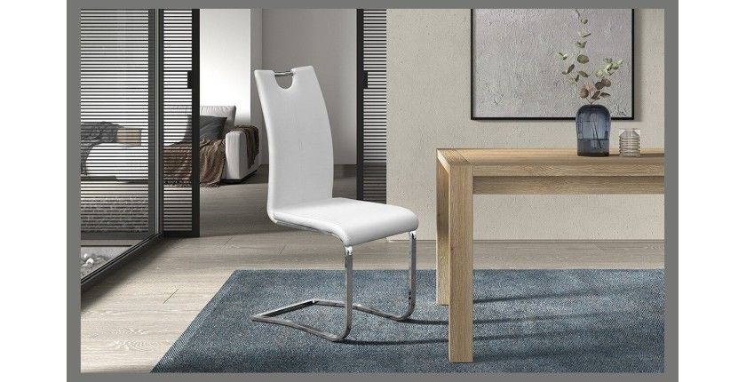 Chaise SOFI PU Blanc, dimension H99 x L43 x P57 cm, idéal pour votre cuisine ou salle à manger