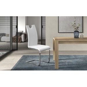 Chaise SOFI PU Blanc, dimension H99 x L43 x P57 cm, idéal pour votre cuisine ou salle à manger