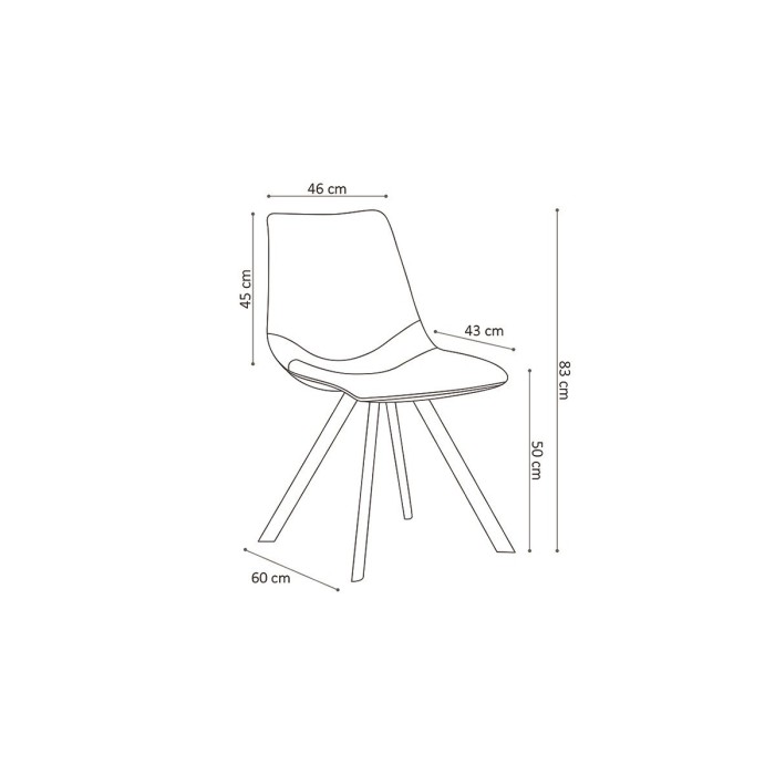 Chaise EMET PU Noir, dimension H83 x L46 x P60 cm, idéal pour votre cuisine ou salle à manger