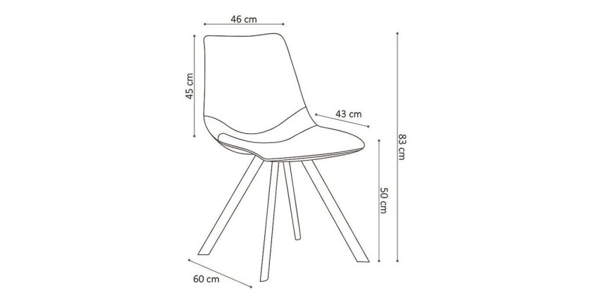 Chaise EMET PU Noir, dimension H83 x L46 x P60 cm, idéal pour votre cuisine ou salle à manger
