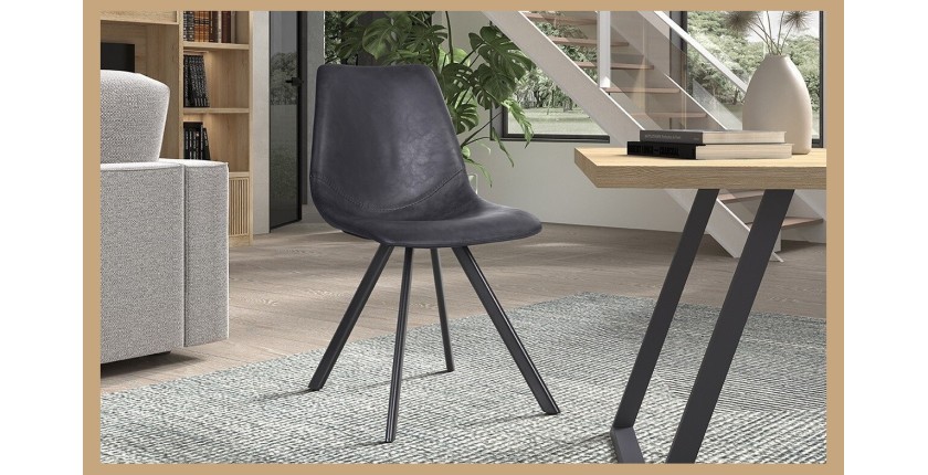 Chaise EMET PU Noir, dimension H83 x L46 x P60 cm, idéal pour votre cuisine ou salle à manger
