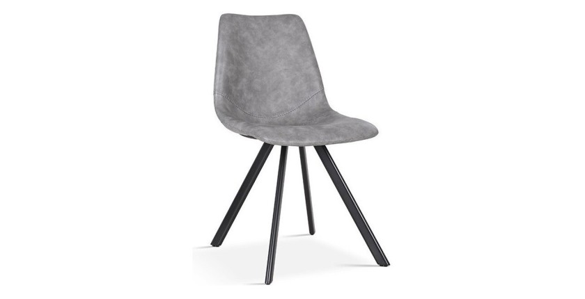 Chaise EMET PU Gris foncé, dimension H83 x L46 x P60 cm, idéal pour votre cuisine ou salle à manger