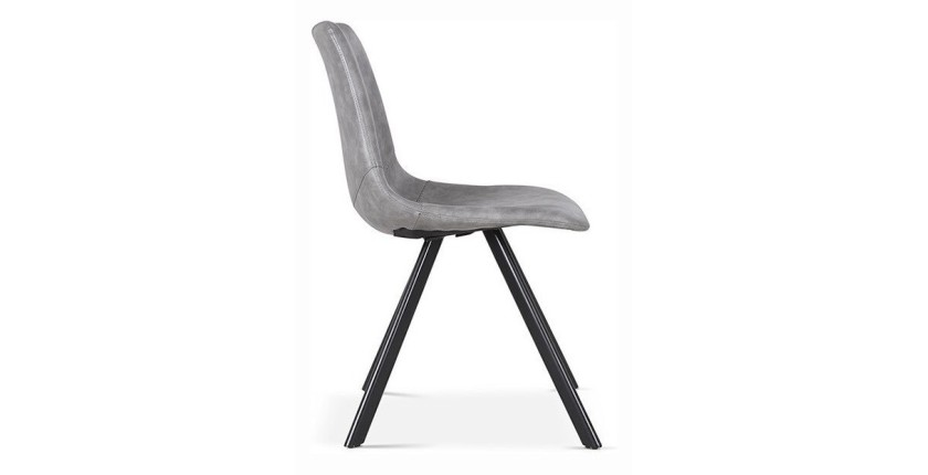 Chaise EMET PU Gris foncé, dimension H83 x L46 x P60 cm, idéal pour votre cuisine ou salle à manger