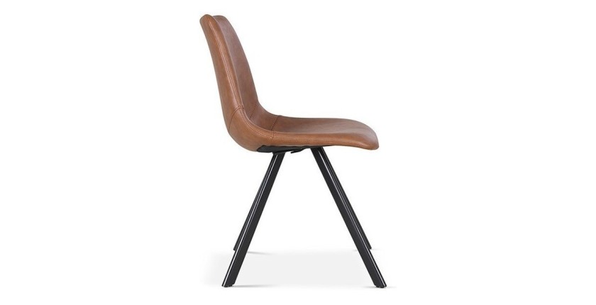 Chaise EMET PU Cognac, dimension H83 x L46 x P60 cm, idéal pour votre cuisine ou salle à manger