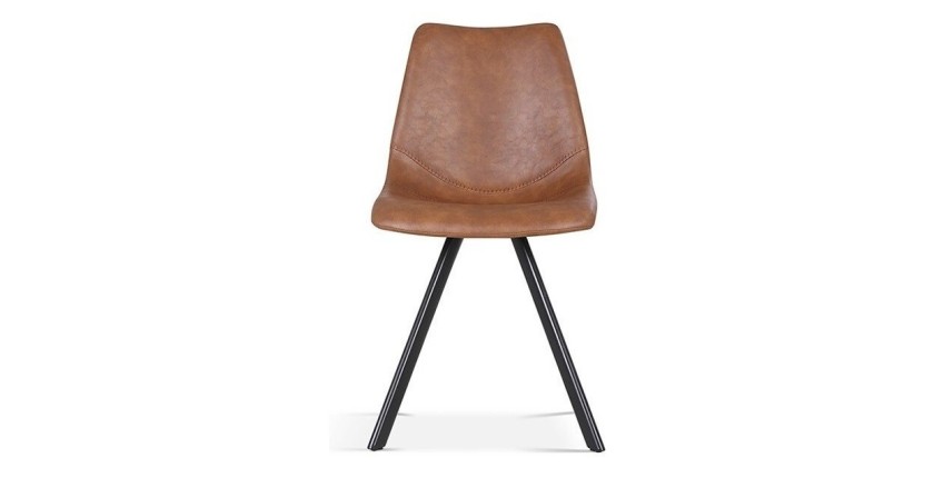 Chaise EMET PU Cognac, dimension H83 x L46 x P60 cm, idéal pour votre cuisine ou salle à manger