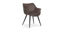 Chaise MILANO PU Micro fibre Brun, dimensions: H81 x L69 x P77 cm, idéal pour votre salle a manger ou cuisine