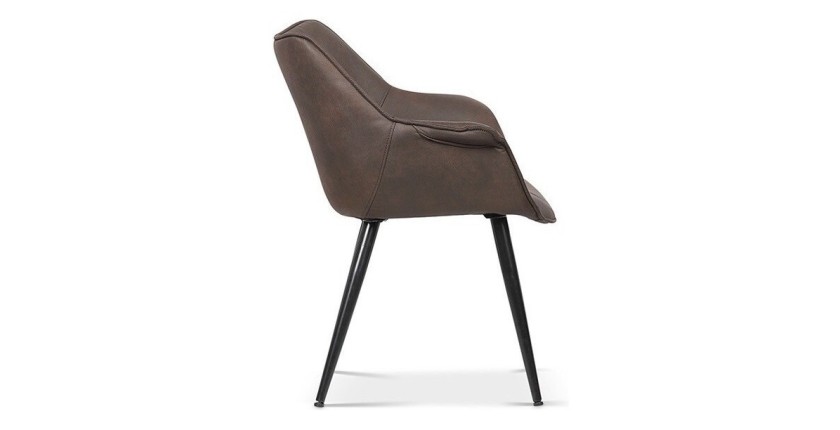 Chaise MILANO PU Micro fibre Brun, dimensions: H81 x L69 x P77 cm, idéal pour votre salle a manger ou cuisine