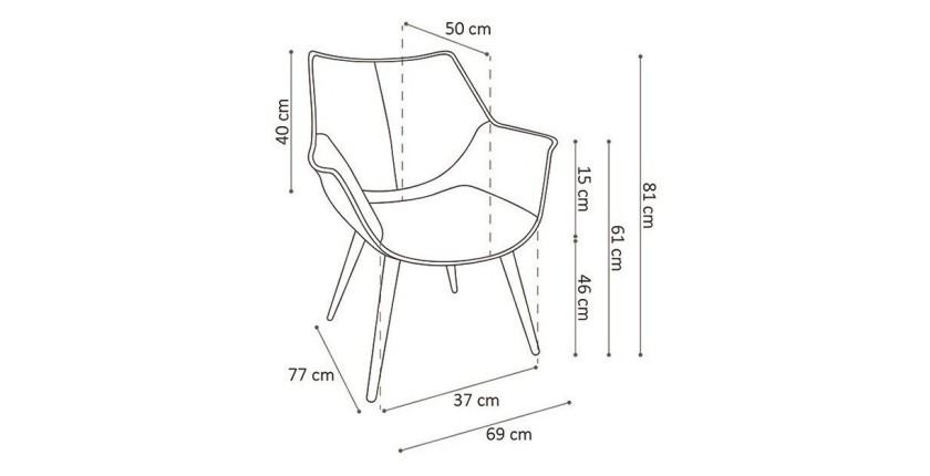 Chaise MILANO PU Micro fibre Brun, dimensions: H81 x L69 x P77 cm, idéal pour votre salle a manger ou cuisine