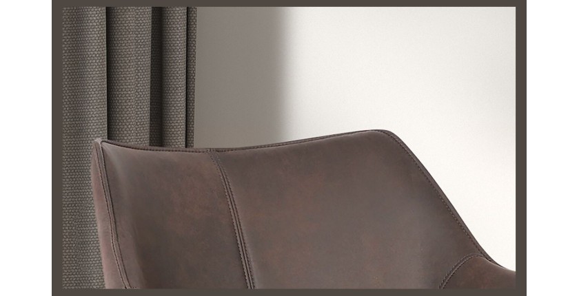 Chaise MILANO PU Micro fibre Brun, dimensions: H81 x L69 x P77 cm, idéal pour votre salle a manger ou cuisine