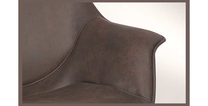 Chaise MILANO PU Micro fibre Brun, dimensions: H81 x L69 x P77 cm, idéal pour votre salle a manger ou cuisine