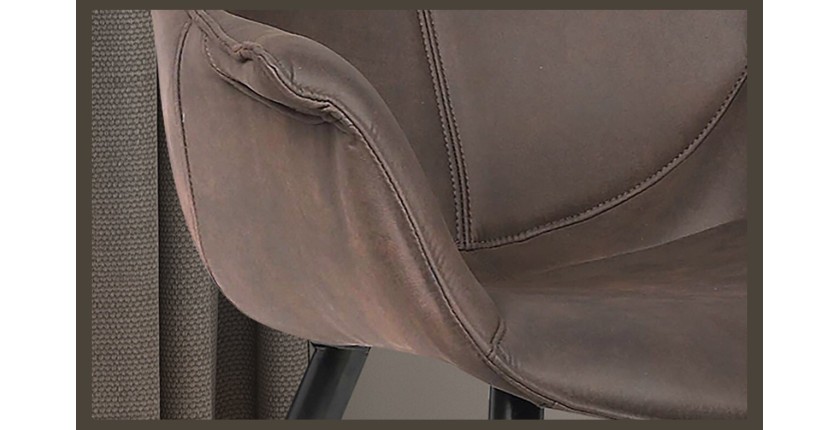 Chaise MILANO PU Micro fibre Brun, dimensions: H81 x L69 x P77 cm, idéal pour votre salle a manger ou cuisine