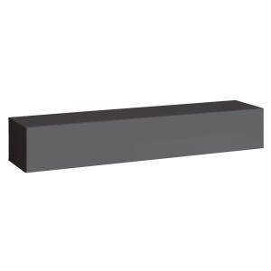 Ensemble de meubles design de salon SWITCH V, coloris chêne et gris finitions chêne fraisé et gris brillant.