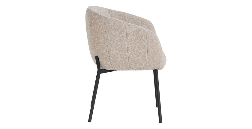 Chaise SEVILLE Tissu bouclé Sable, dimension H79 x L57 x P62, idéal pour votre cuisine ou salle à manger