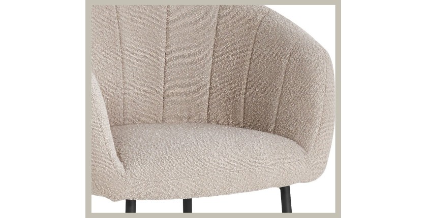 Chaise SEVILLE Tissu bouclé Sable, dimension H79 x L57 x P62, idéal pour votre cuisine ou salle à manger