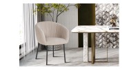 Chaise SEVILLE Tissu bouclé Sable, dimension H79 x L57 x P62, idéal pour votre cuisine ou salle à manger