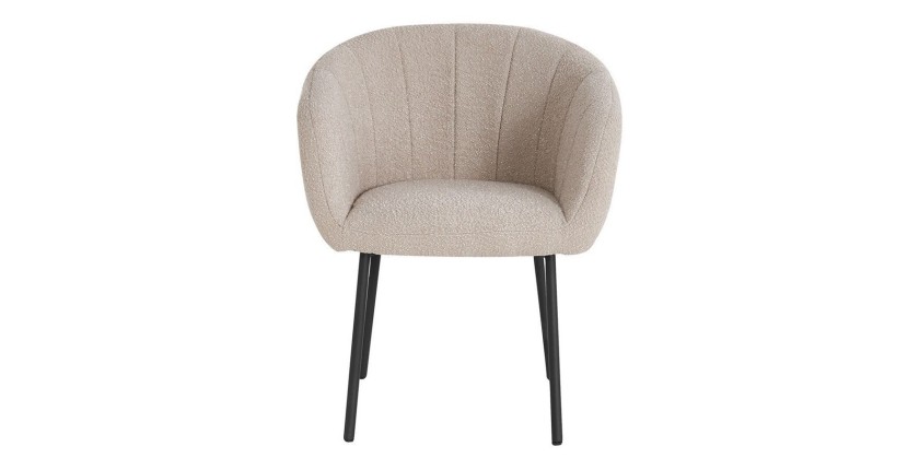 Chaise SEVILLE Tissu bouclé Sable, dimension H79 x L57 x P62, idéal pour votre cuisine ou salle à manger