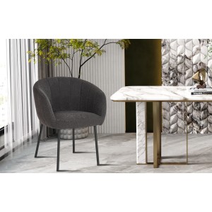 Chaise SEVILLE Tissu bouclé Gris, dimension H79 x L57 x P62, idéal pour votre cuisine ou salle à manger