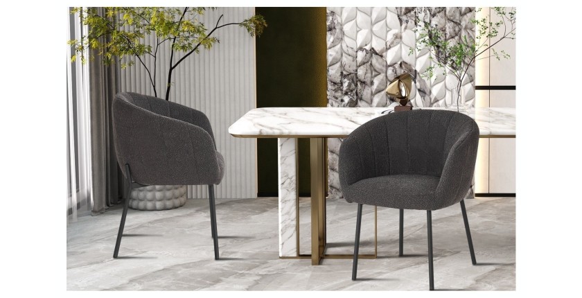 Chaise SEVILLE Tissu bouclé Gris, dimension H79 x L57 x P62, idéal pour votre cuisine ou salle à manger