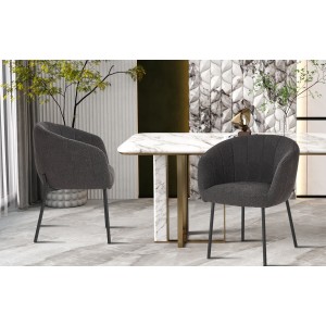 Chaise SEVILLE Tissu bouclé Gris, dimension H79 x L57 x P62, idéal pour votre cuisine ou salle à manger