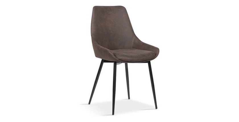 Chaise MICRA PU Micro fibre Brun, dimensions: H86 x L49 x P61 cm, idéal pour un salon de prestige