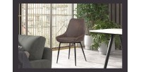 Chaise MICRA PU Micro fibre Brun, dimensions: H86 x L49 x P61 cm, idéal pour un salon de prestige