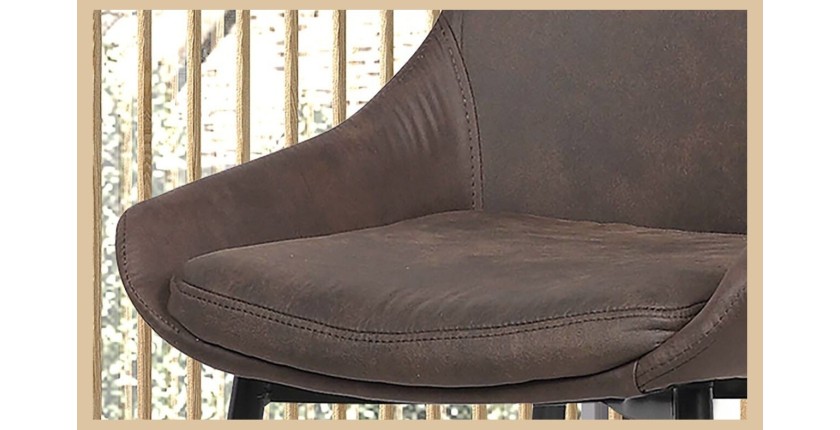 Chaise MICRA PU Micro fibre Brun, dimensions: H86 x L49 x P61 cm, idéal pour un salon de prestige