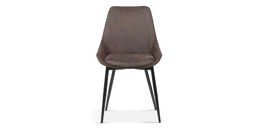 Chaise MICRA PU Micro fibre Brun, dimensions: H86 x L49 x P61 cm, idéal pour un salon de prestige