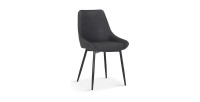 Chaise MICRA PU Gris foncé, dimensions: H86 x L49 x P61 cm, idéal pour un salon de prestige