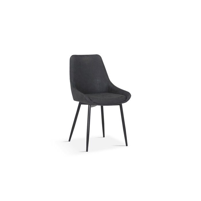 Chaise MICRA PU Gris foncé, dimensions: H86 x L49 x P61 cm, idéal pour un salon de prestige