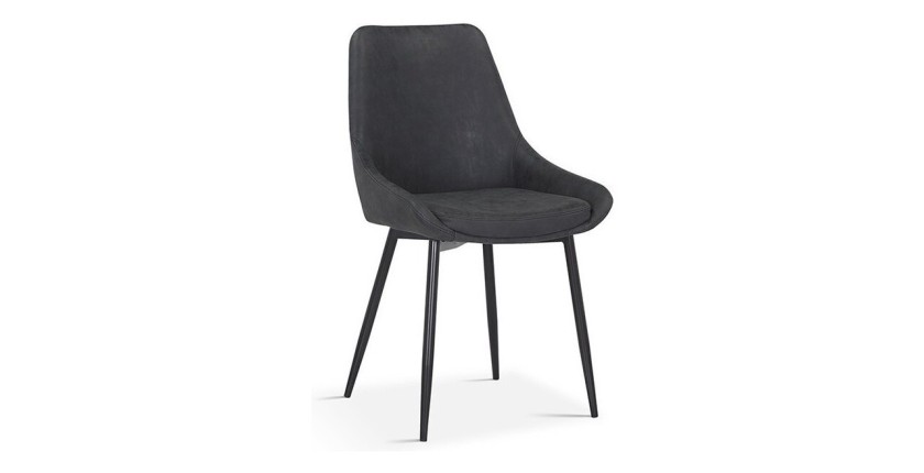 Chaise MICRA PU Gris foncé, dimensions: H86 x L49 x P61 cm, idéal pour un salon de prestige
