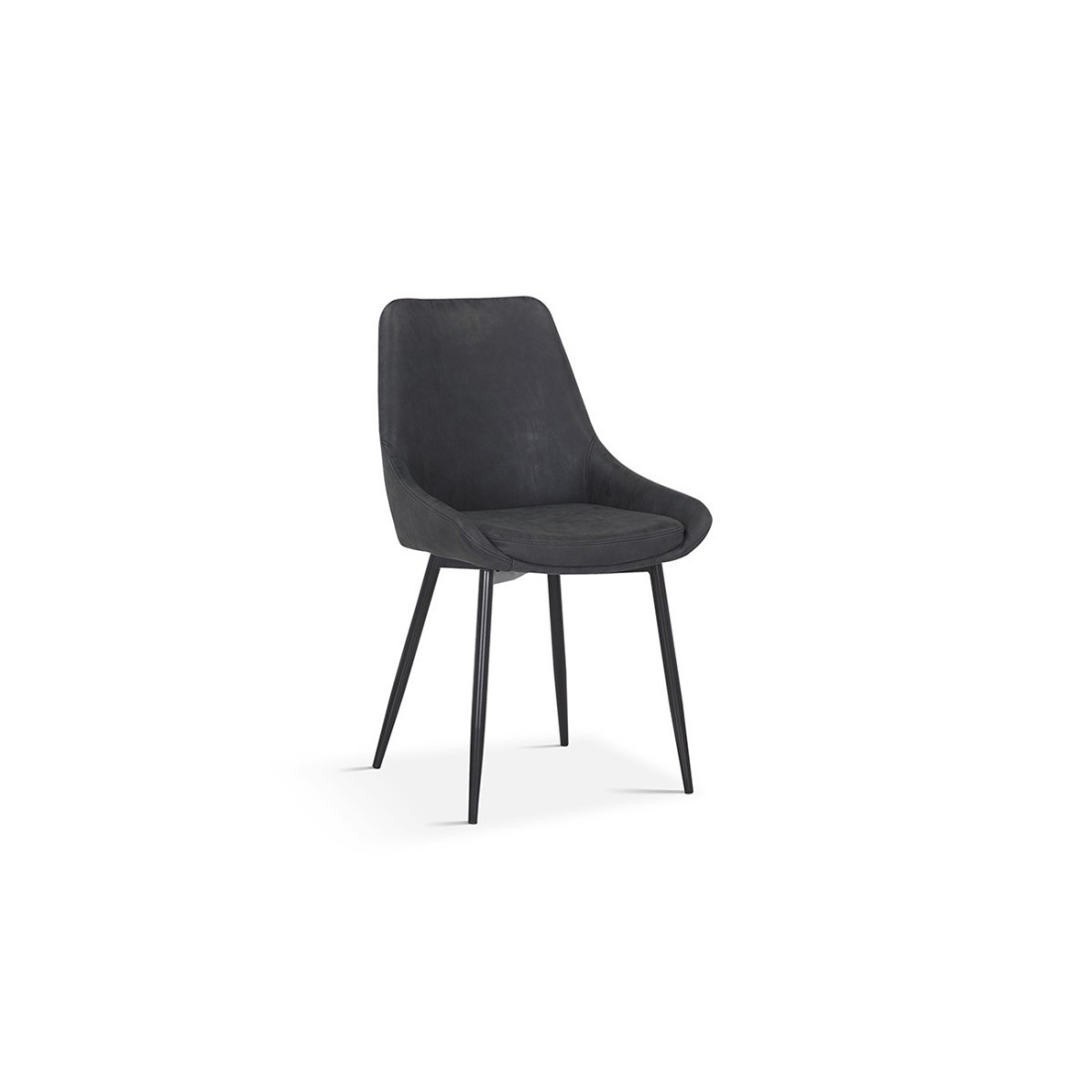 Chaise MICRA PU Gris foncé, dimensions: H86 x L49 x P61 cm, idéal pour un salon de prestige