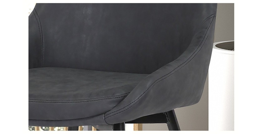 Chaise MICRA PU Gris foncé, dimensions: H86 x L49 x P61 cm, idéal pour un salon de prestige