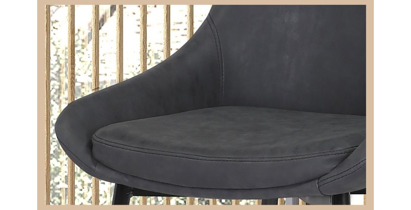 Chaise MICRA PU Gris foncé, dimensions: H86 x L49 x P61 cm, idéal pour un salon de prestige
