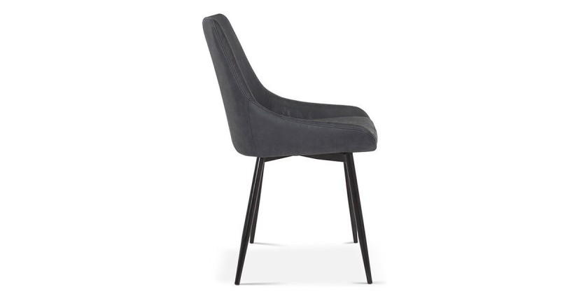 Chaise MICRA PU Gris foncé, dimensions: H86 x L49 x P61 cm, idéal pour un salon de prestige