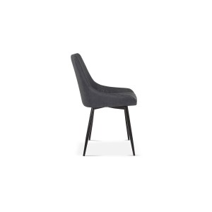 Chaise MICRA PU Gris foncé, dimensions: H86 x L49 x P61 cm, idéal pour un salon de prestige