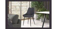 Chaise MICRA PU Gris foncé, dimensions: H86 x L49 x P61 cm, idéal pour un salon de prestige