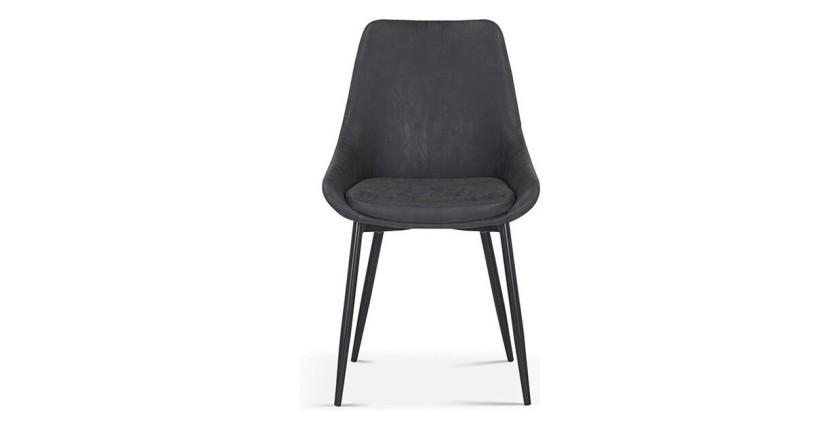 Chaise MICRA PU Gris foncé, dimensions: H86 x L49 x P61 cm, idéal pour un salon de prestige