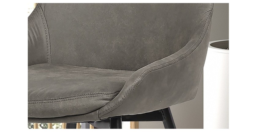 Chaise MICRA PU Micro fibre gris, dimensions: H86 x L49 x P61 cm, idéal pour un salon de prestige