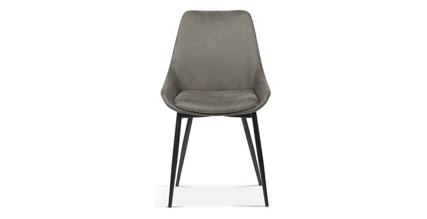 Chaise MICRA PU Micro fibre gris, dimensions: H86 x L49 x P61 cm, idéal pour un salon de prestige