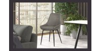 Chaise MICRA PU Micro fibre gris, dimensions: H86 x L49 x P61 cm, idéal pour un salon de prestige