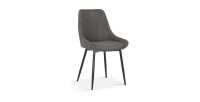 Chaise MICRA PU Gris clair, dimensions: H86 x L49 x P61 cm, idéal pour un salon de prestige