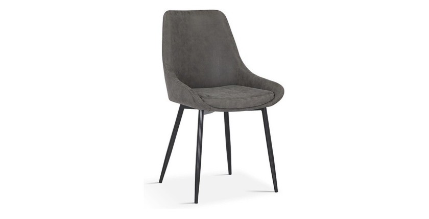 Chaise MICRA PU Gris clair, dimensions: H86 x L49 x P61 cm, idéal pour un salon de prestige
