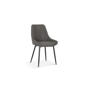 Chaise MICRA PU Gris clair, dimensions: H86 x L49 x P61 cm, idéal pour un salon de prestige